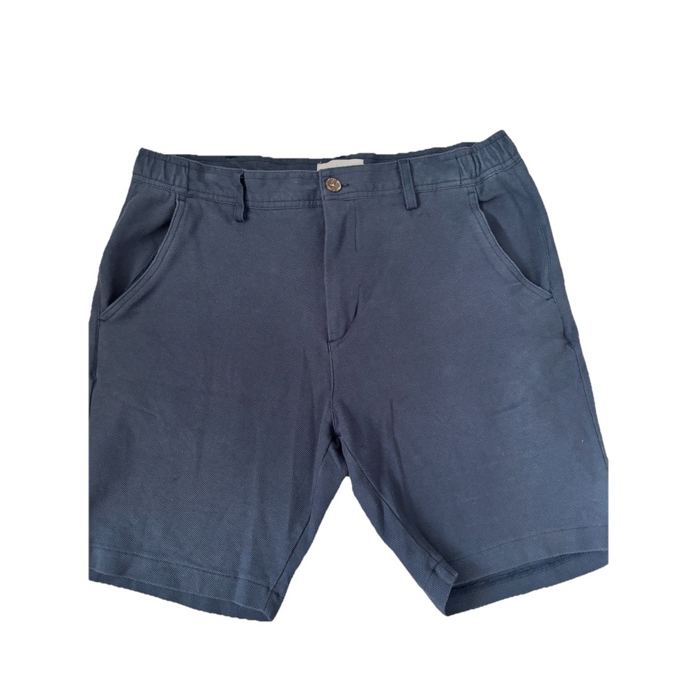 Hickey Freeman Shorts Mens 34x8 Navy Textured Flat Front Casual Cotton Chino